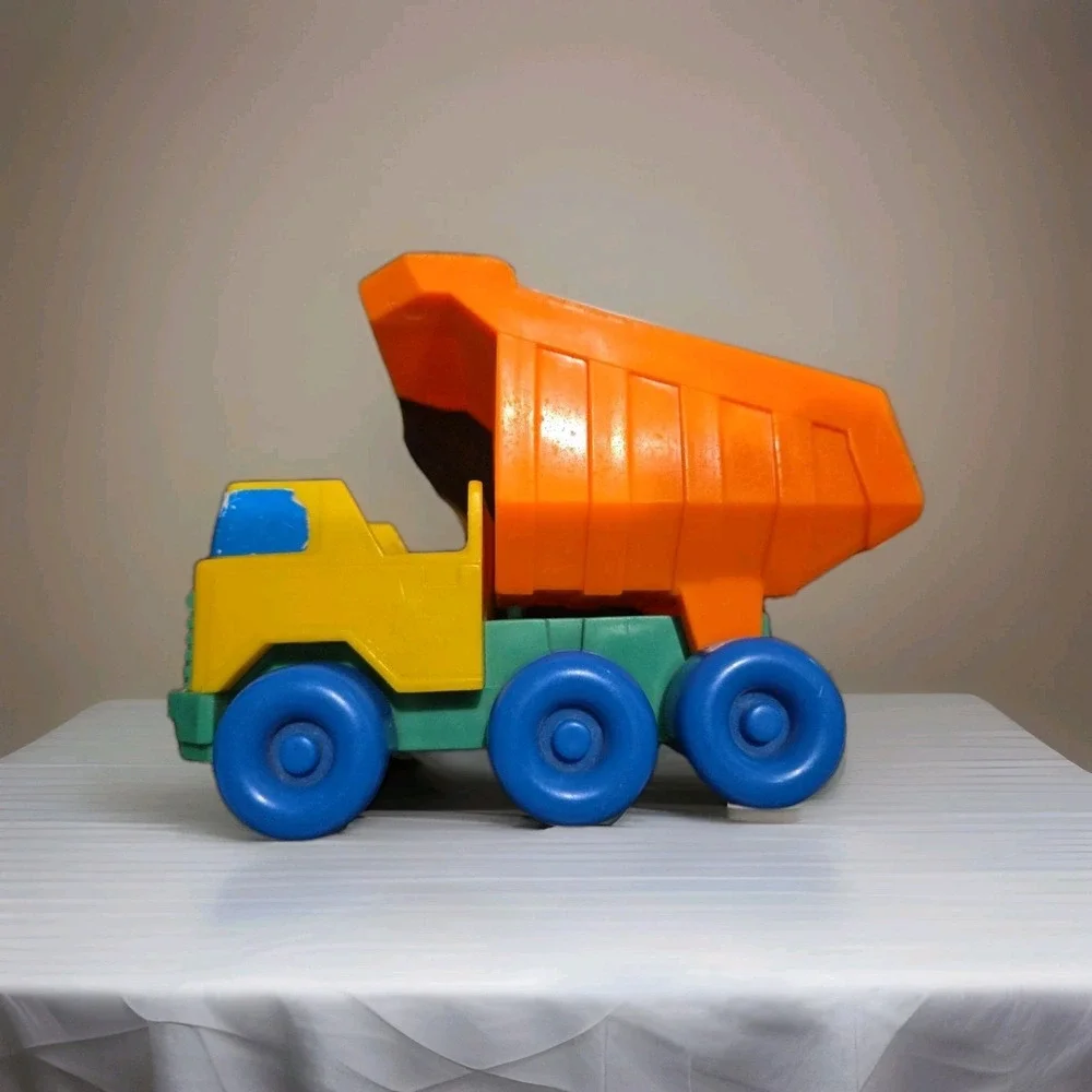 1994 Vintage Shelcore Chunky Worker Figures Dump‎ Truck Car Vehicle Plastic Toy
